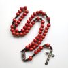 Our Lady of Guadalupe & Crucifix of 10 mm Round Red Ceramic Nylon Cord Rosary