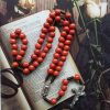 Our Lady of Guadalupe & Crucifix of 10 mm Round Red Ceramic Nylon Cord Rosary
