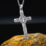St. Benedict Cross Titanium Necklace - Divine Heart Art