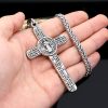 Christianartworkshop St. Benedict Protect us Cross Faith Titanium Pendant Necklace
