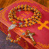 Miraculous Medal & Crucifix of 8 mm Round Brown Wood Nylon Cord Rosary