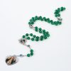 Jesus Mary Double-Sided Medal & Sacred Heart of Our Lady of 8mm Round Green Glass Alloy Chain Rosary