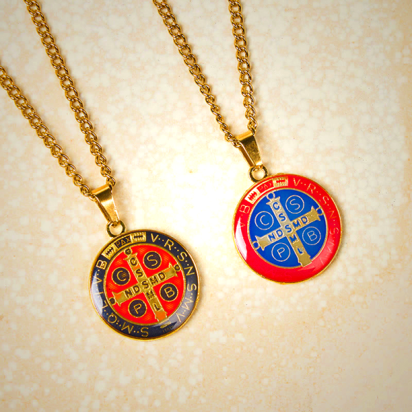 2 Color Retro Style St. Benedict Symbol Protection Faith Pendant Necklace