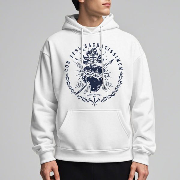 Christianartworkshop Classic Style Sacred Heart of Jesus Fleece Lined Polyester Hoodie