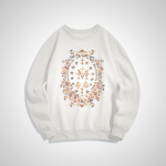 Modern Style Floral Cross Virgin Mary Fleece Lined Polyester Sweatshirt