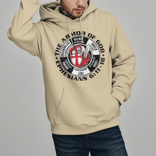 Christianartworkshop Modern Colored Style Crusader Knight Armor of God Fleece Lined Polyester Hoodie