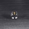 Christianartworkshop Classic Style Cracked Stone Pattern Cross Devine Faith Ring