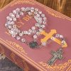 St. Benedict Medal & Crucifix of 8mm Polyhedron Clear Crystal Alloy Chain Rosary