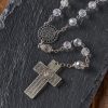 St. Benedict Medal & Crucifix of 8mm Polyhedron Clear Crystal Alloy Chain Rosary