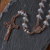 St. Benedict Medal & Crucifix of 8mm Round Clear Glass Alloy Chain Rosary
