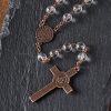 St. Benedict Medal & Crucifix of 8mm Round Clear Glass Alloy Chain Rosary