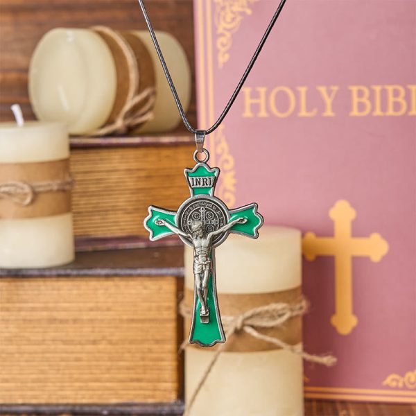Christianartworkshop Classic Style Multicolor of Crucifix Divine Protection Pendant Necklace(6 color)