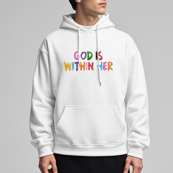 Christianartworkshop Quotation Style God Is Within Her Fleece Lined Polyester Hoodie