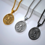 Classic Style Saint Michael Archangel Ephesians 6:10 Pendant Necklace