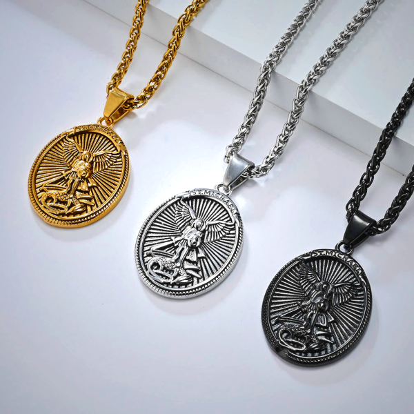 Classic Style Saint Michael Archangel Ephesians 6:10 Pendant Necklace