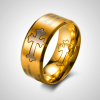 Modern Style Engraved Faith Strength Cross Ring