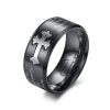 Modern Style Engraved Faith Strength Cross Ring