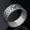 Christianartworkshop Vintage Style Ancient Texture Forged Stone Cross Ring