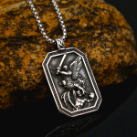 Retro Style Archangel St. Micheal Protect Us Crafted Stainless Steel Pendant Necklace