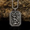 Retro Style Archangel St. Micheal Protect Us Crafted Stainless Steel Pendant Necklace