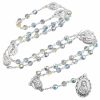 Virgin Mary of 6 mm Polyhedron Clear Crystal Alloy Chain Rosary