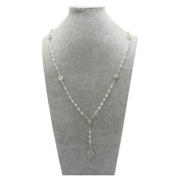 Virgin Mary of 6 mm Polyhedron Clear Crystal Alloy Chain Rosary