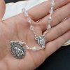 Virgin Mary of 6 mm Polyhedron Clear Crystal Alloy Chain Rosary