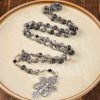 Christianartworkshop Miraculous Medal & Crucifix Of 8 Mm Round Camouflage Gray Natural Stone Alloy Chain Rosary