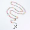 Virgin Mary & Crucifix of 8 mm Round Multicolor Polymer Clay Alloy Chain Rosary