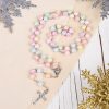 Virgin Mary & Crucifix of 8 mm Round Multicolor Polymer Clay Alloy Chain Rosary