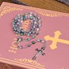 Virgin Mary & Crucifix of 6 mm Round Purple Green Agate Alloy Chain Rosary