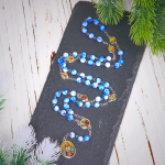 Seven Sorrow of 8 mm Round Blue/Green Acrylic Alloy Chain Rosary