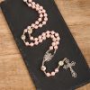 Christianartworkshop Miraculous Medal & Crucifix of 10mm Round Multicolor Pearl/Ceramics Rosary