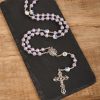 Christianartworkshop Miraculous Medal & Crucifix of 10mm Round Multicolor Pearl/Ceramics Rosary