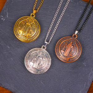 Classic Style Crafted St. Benedict Symbol Pendant Necklace(3 color)