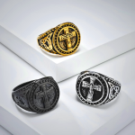 Vintage Medieval Crusader Cross Signet Ring - Christian Artwork