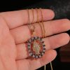 Christianartworkshop Luxury Style Our Lady of Miraculous Medal Gemstones Pendant Necklace