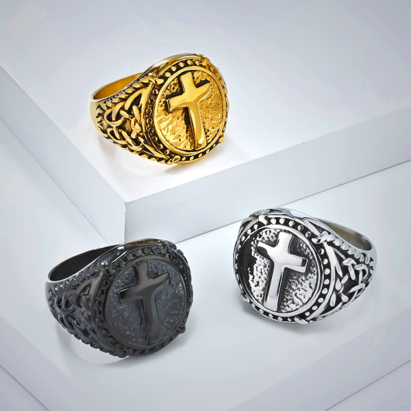Minimalist Style Cross Divine Faith Heavy Duty Ring