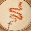 Holy Communion & Crucifix of 8 mm Round Orange Glass Alloy Chain Rosary