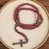 Madonna and Child & Crucifix of 10mm Round Red Wood Nylon Cord Rosary
