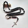 Our Lady & Crucifix of 10mm Round Blue/Black Acrylic Nylon Cord Rosary