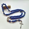 Our Lady & Crucifix of 10mm Round Blue/Black Acrylic Nylon Cord Rosary