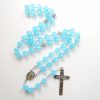 Holy Family & Crucifix of 10mm Polyhedron Blue Acrylic Alloy Chain Rosary