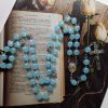 Holy Family & Crucifix of 10mm Polyhedron Blue Acrylic Alloy Chain Rosary