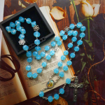 Holy Family & Crucifix of 10mm Polyhedron Blue Acrylic Alloy Chain Rosary