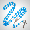 Jerusalem Medal & Crucifix of 8mm Round Blue Acrylic Alloy Chain Rosary