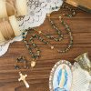 Miraculous Medal & Crucifix of 6 mm Polyhedron Blue Acrylic Alloy Chain Rosary