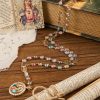 Miraculous Medal & Immaculate Heart of 10mm Heart Rose Multicolor Glass Alloy Chain Rosary