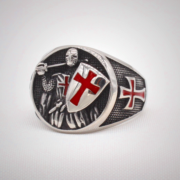 2 Colors Retro Classic Style Knights Templar Shield Protect You Faith Ring