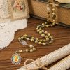 Miraculous Medal & Immaculate Heart of 8mm Round Stone Yellow Alloy Chain Rosary